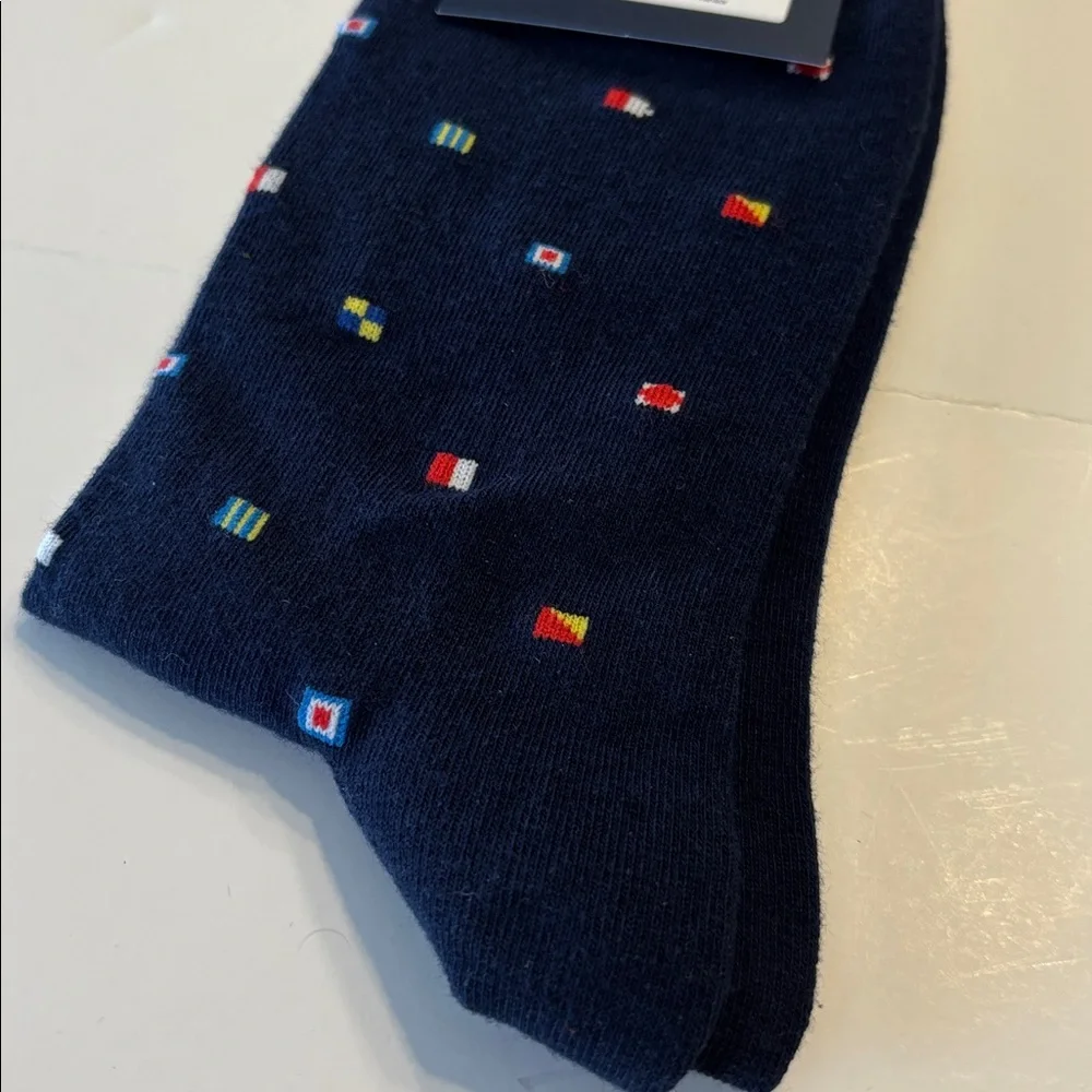 Walter Hagen Men's Novelty Blue Nautical Flags Golf Crew Socks